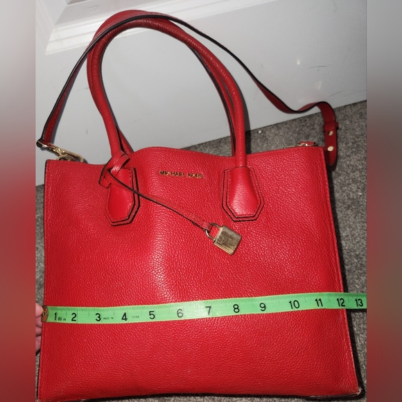 Michael Kors Studio Mercer Leather Satchel / Shoulder Bag in Cherry Red - Picture 9 of 11